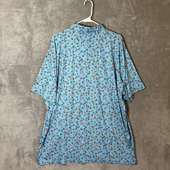 Callaway Opti-Dri Golf Polo Shirt 2XL Blue Print Athletic Stretch Orange Citrus - Picture 5 of 10